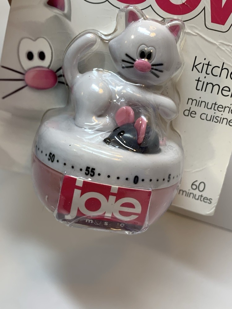 Joie Meow Kitchen Egg Timer Pink Cat & Mouse 60 Minute Max Timer Fun Cute NEW