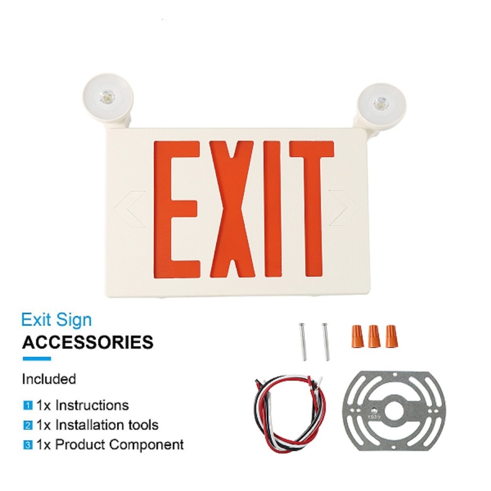 UL Listed -Spectsun 1 Pack Red LED Exit Sign&Emergency Exit Light for Buniess