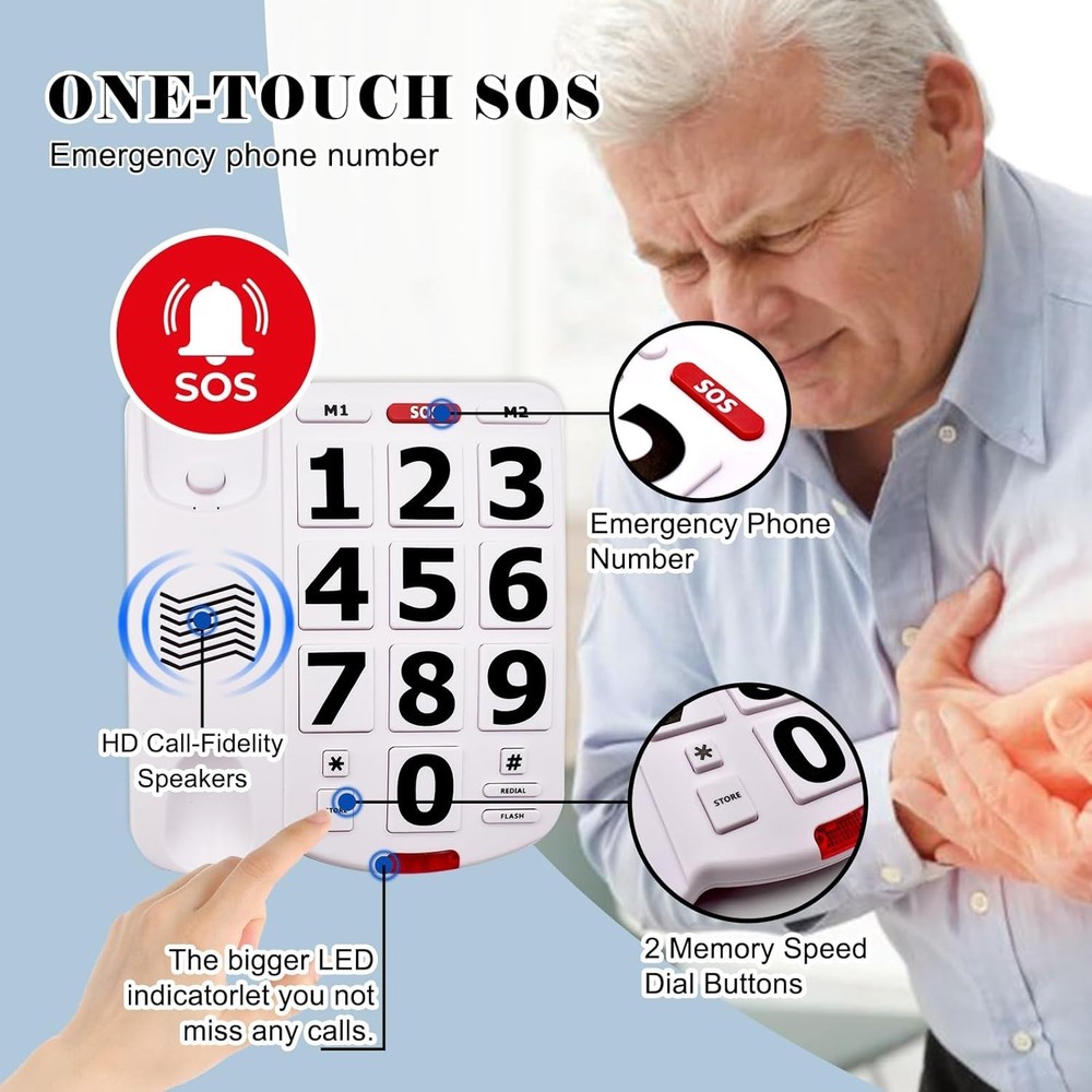 Excelltel Big Button Phone EX-LD-265 Adjustability Features, One-Touch Dialing