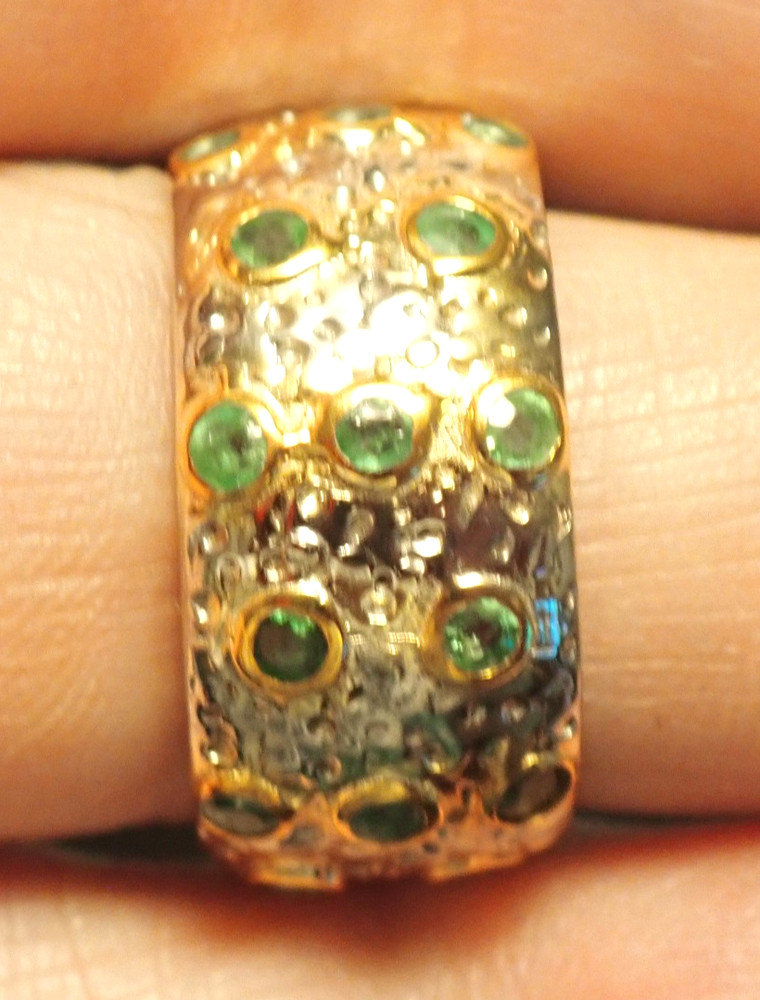 Green Emerald  Sterling Silver Ring Size 6.5