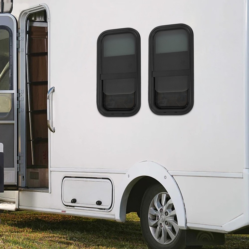 2Pcs RV Window Venting Window Vertical Slide Window w/Trim Rings Rectangular