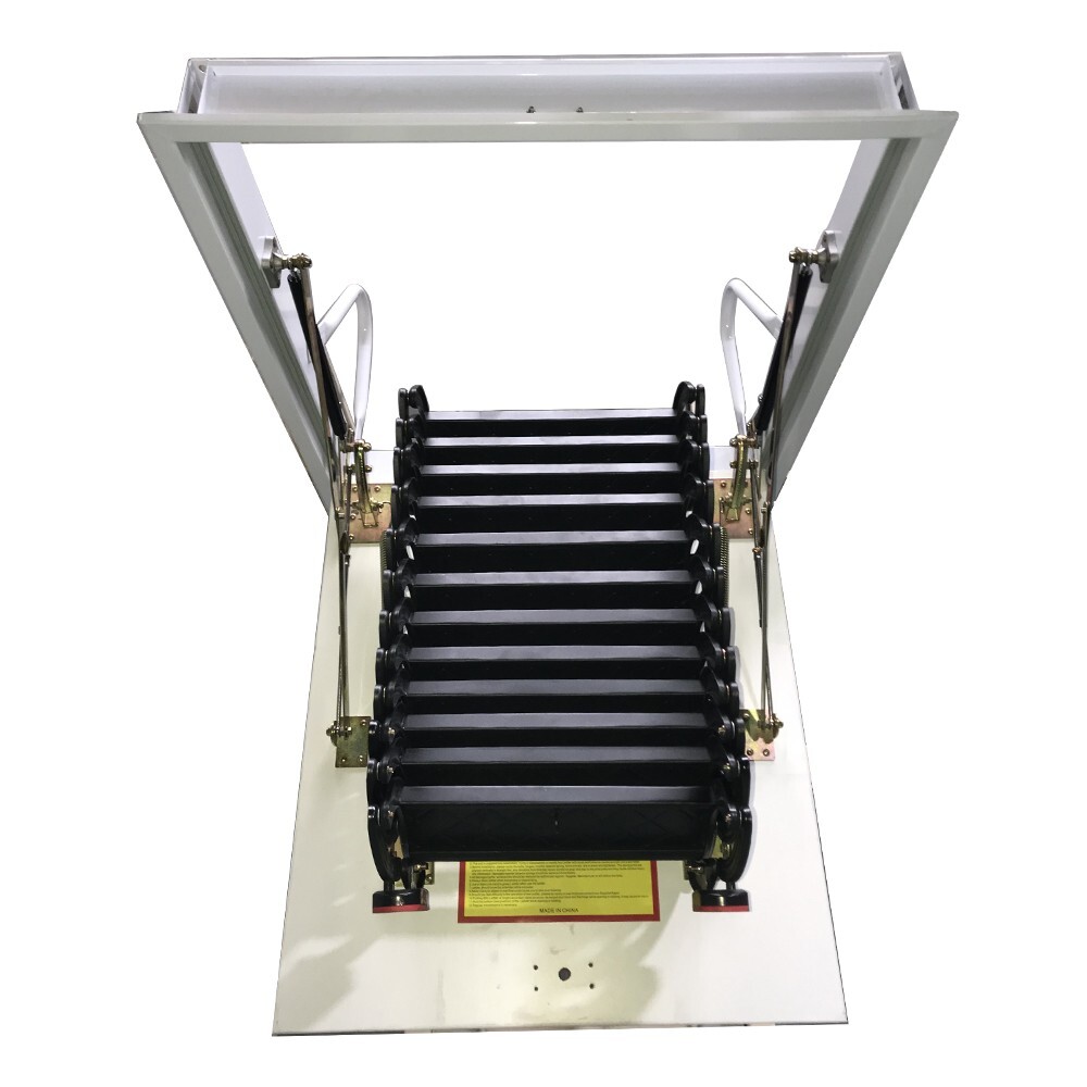 Black Hidden Pull-down Folding Stairs Retractable Stairs for Domestic Attic