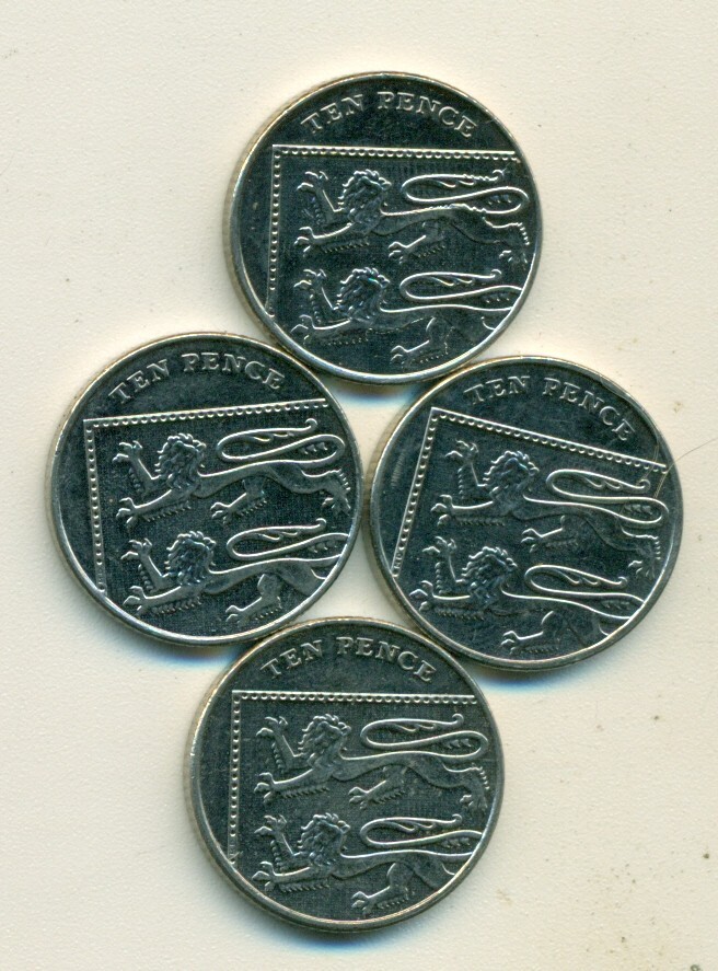 4 NICE 20 PENCE COINS from GREAT BRITAIN (2013, 2014, 2015 & 2016)