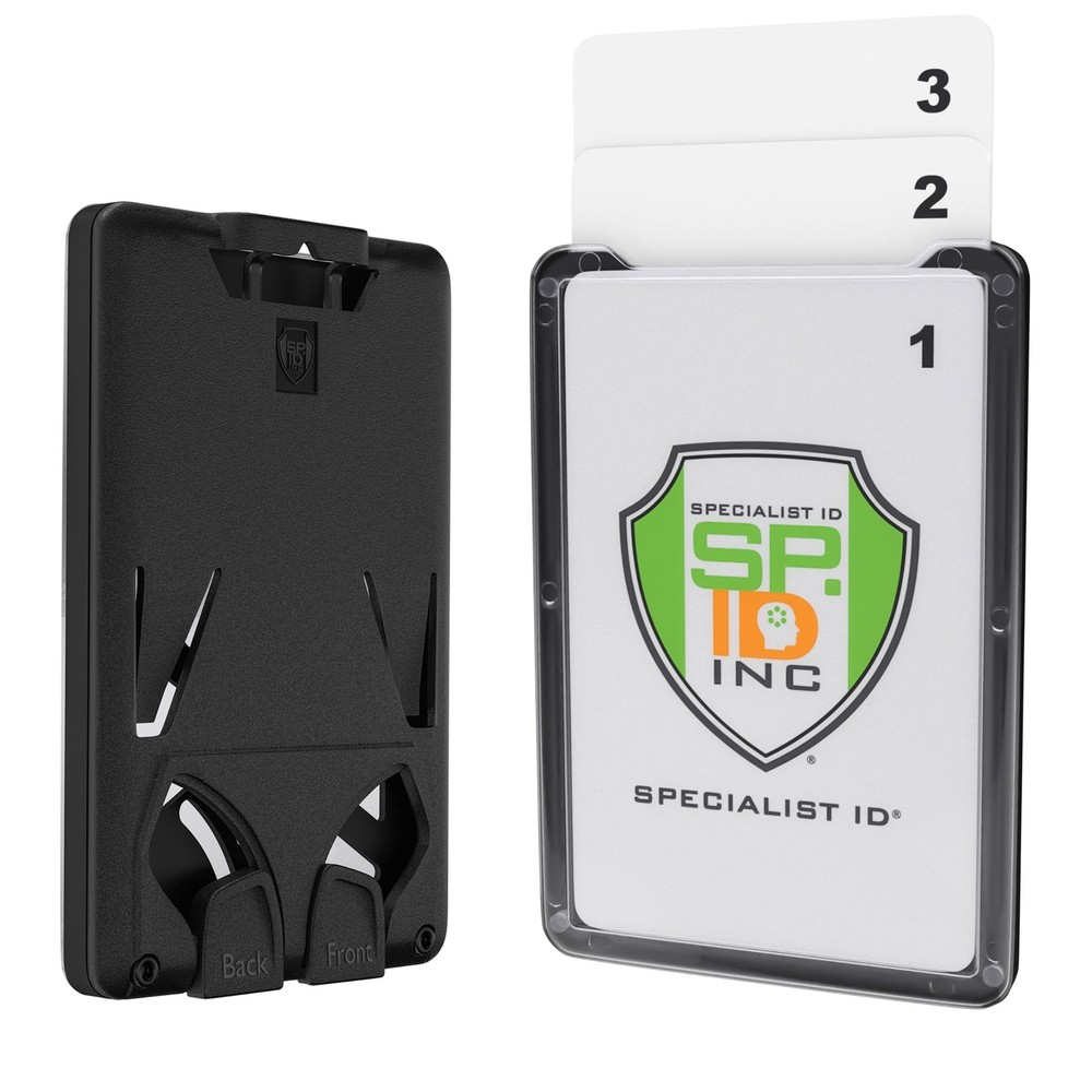 2 Pack - 3 Card ID Badge Holder Hard Plastic - Vertical Top Load - Specialist ID