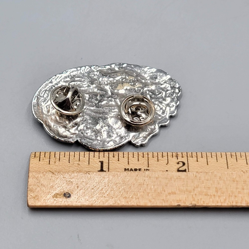 Double Eagle Biker Pin Jacket Vest Blunt ends Silver tone 2"
