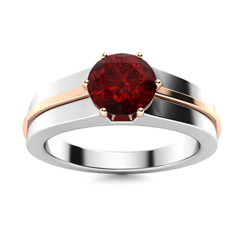 925 Sterling Silver Natural Garnet Boho Solitaire Prong Engagement Ring