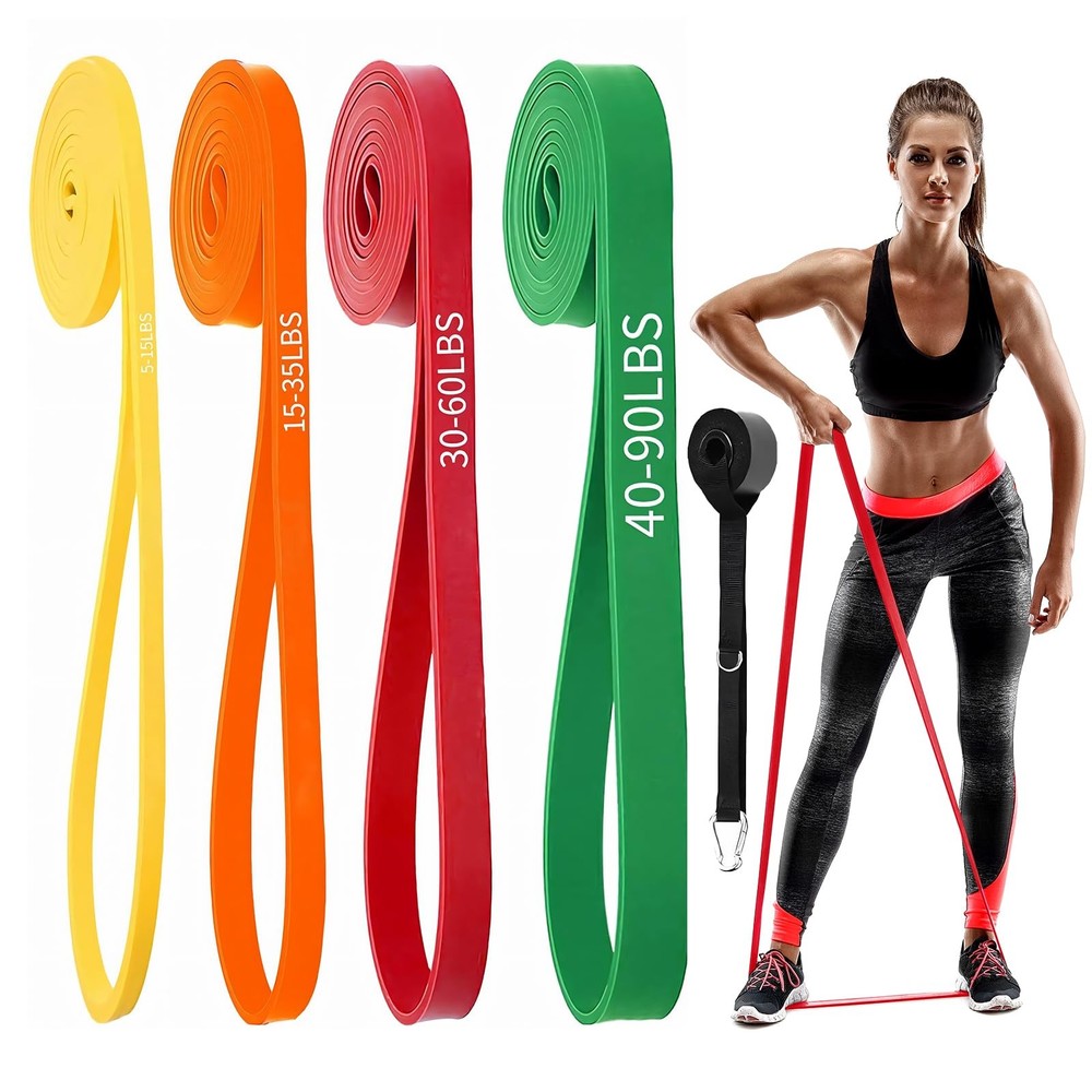 Resistance Bands for Working Out, 4-Level Pull Up Yellow, Orange, Red, Green