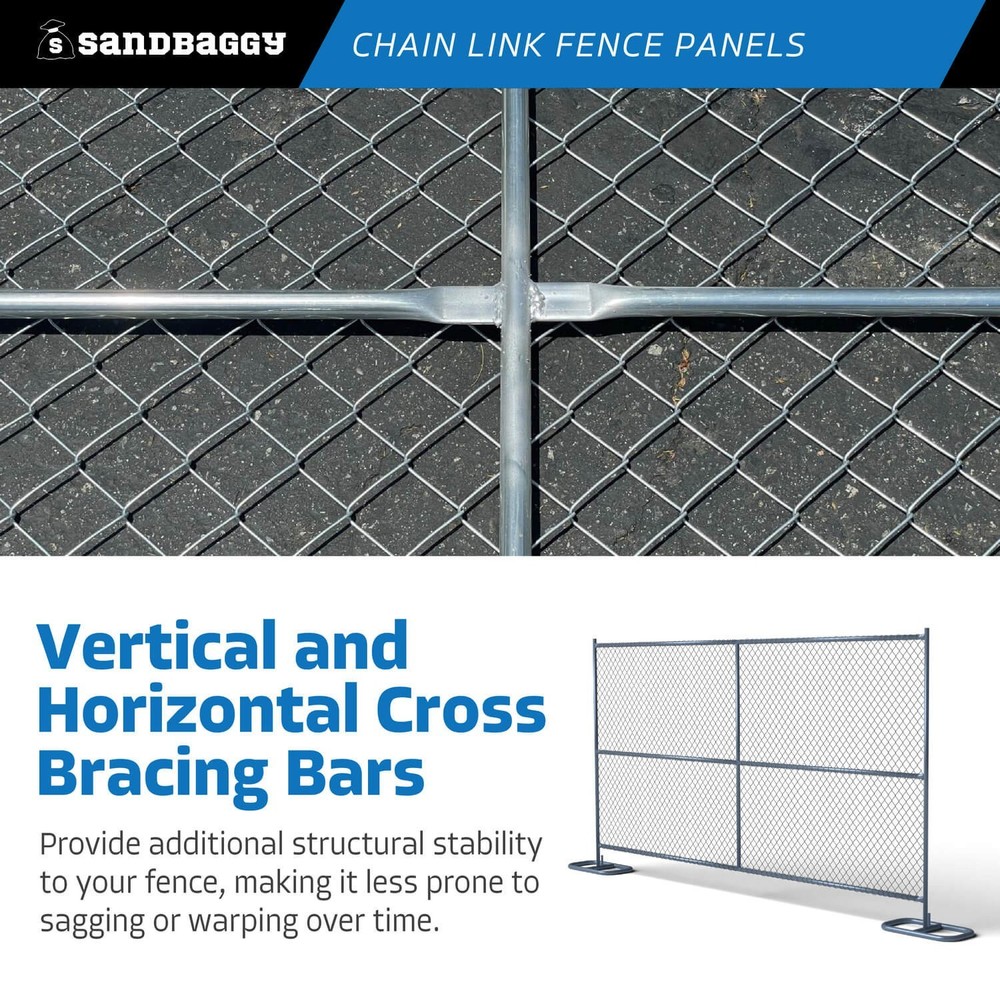 8 ft Temporary Chain Link Fence Panel (Galvanized) - 20 QTY