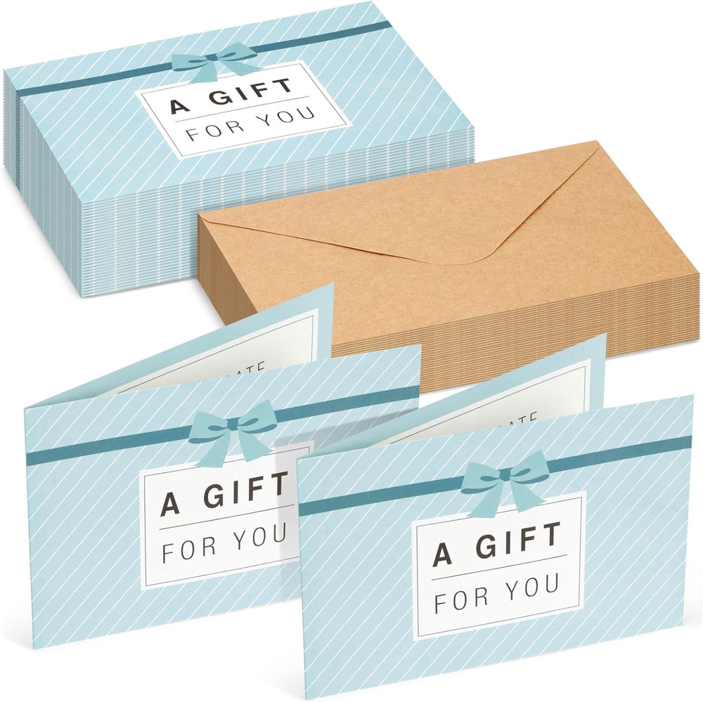 36 Pack Blank Paper Gift Certificates with Envelopes for Small Business,