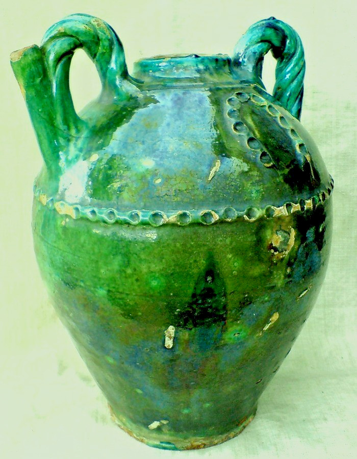 FRENCH ANTIQUE SUGAR JAR POT CERAMIC VESSEL EARTHENWARE POTTERY