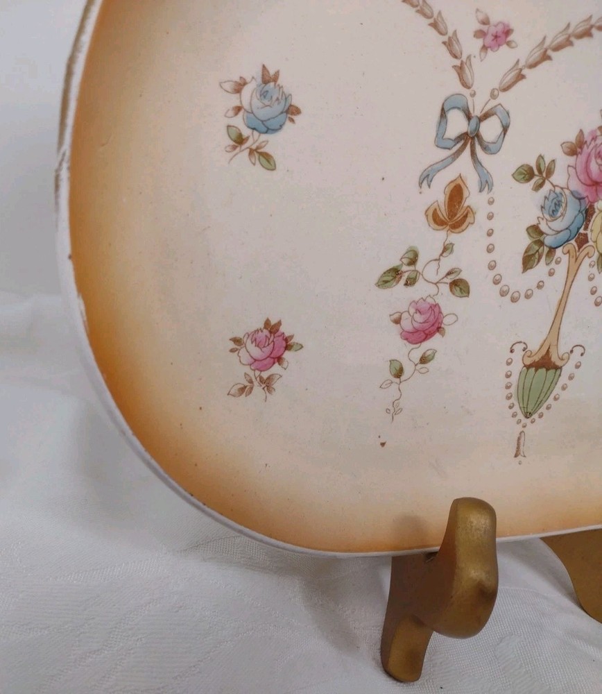 Devonware England Vanity Set Crown Tray Dish Cup Bone China Floral
