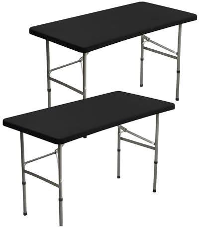 2 Pack Rectangle Fitted 4ft Table Cover – Rectangular 24" x 48" (2Pack) Black