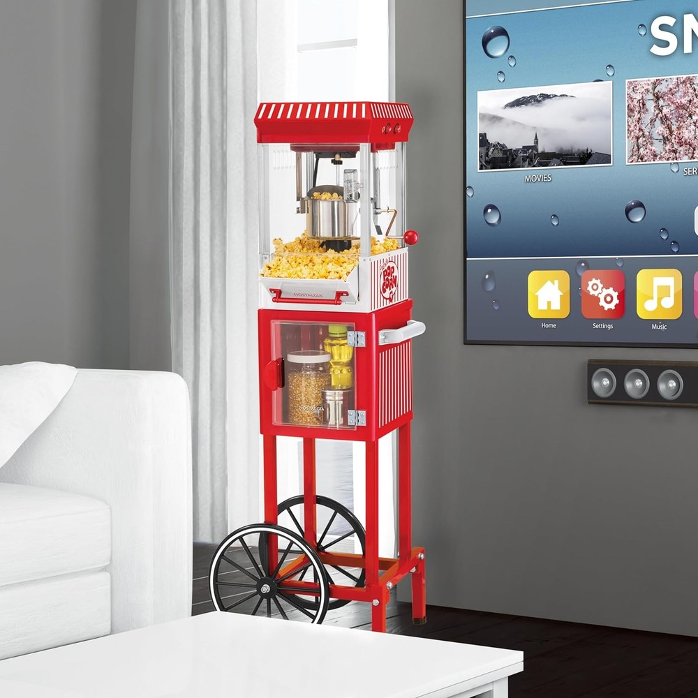 Popcorn Maker Machine Red Vintage Cart