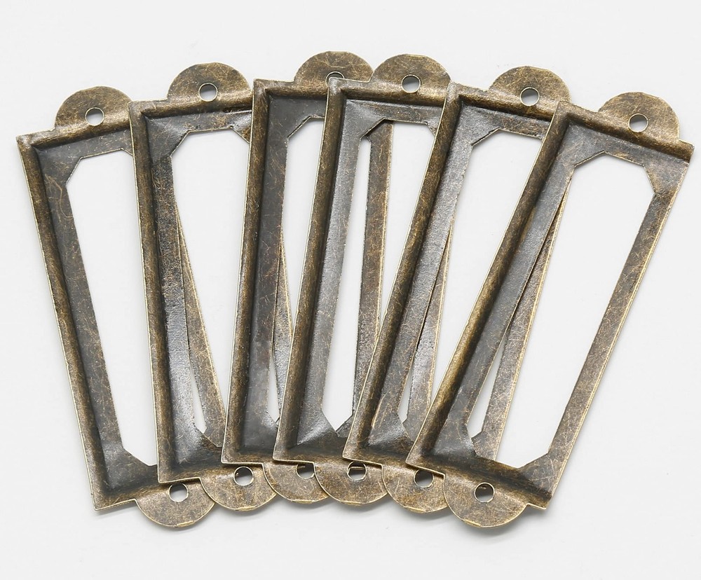 Metal Library Label Holders with Screws File Drawer Frames 50 Pack