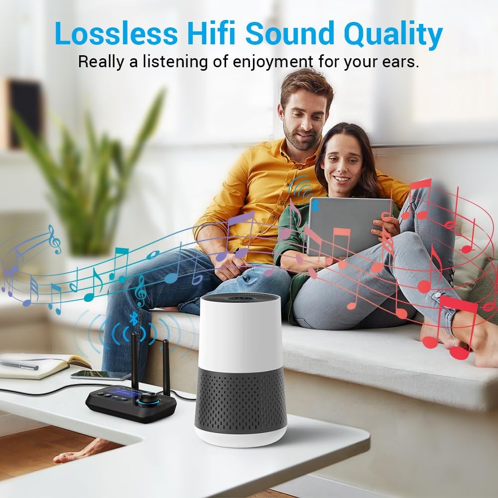 Bluetooth Transmitter Receiver 3-in-1 Bluetooth 5.3 Audio Adapter for 2 Headp...
