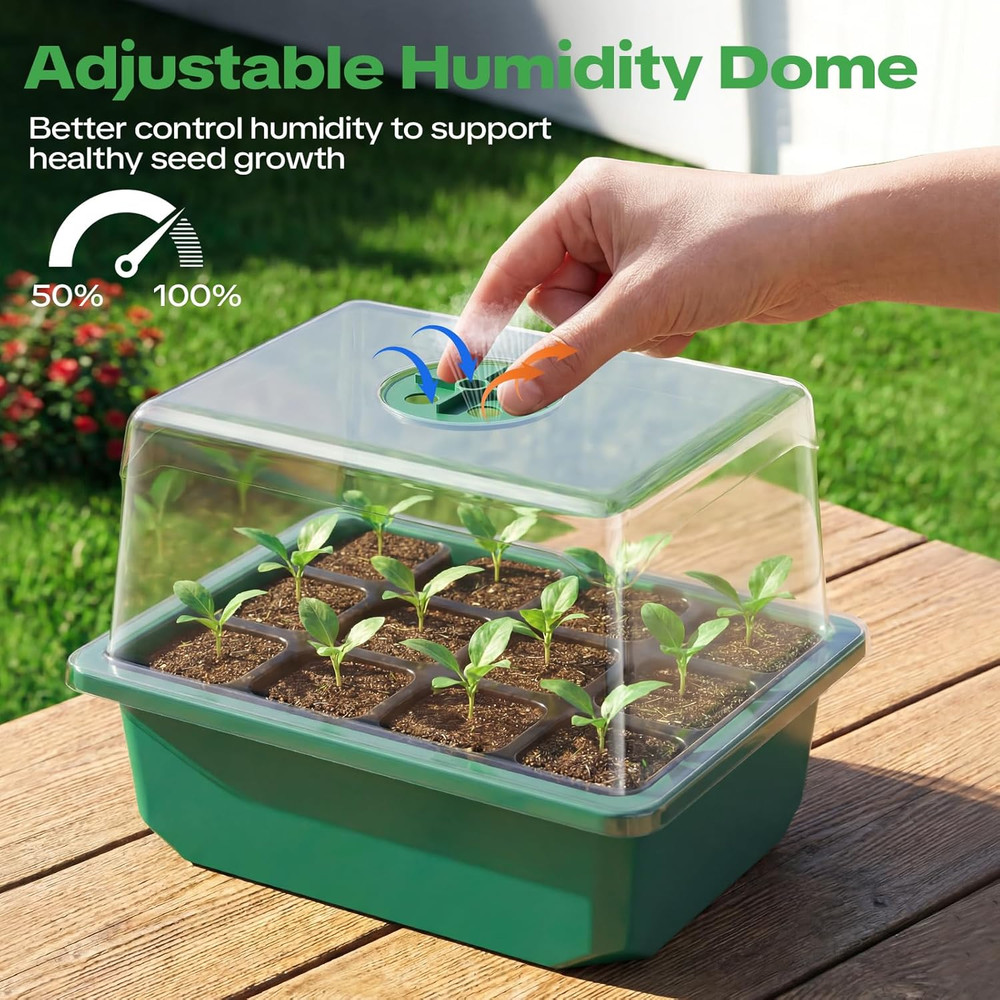 4 Pack Seed Starter Tray with Self-Heating, Seed Starter Kit with High Humidity