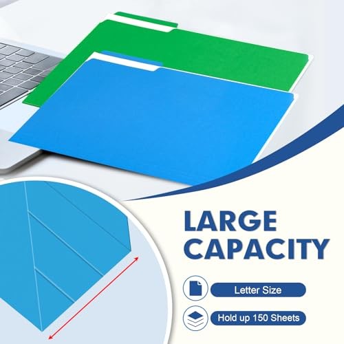File Folder, 270 Pack Colored File Folder, 1/3 Cut Tabs, Letter Size,