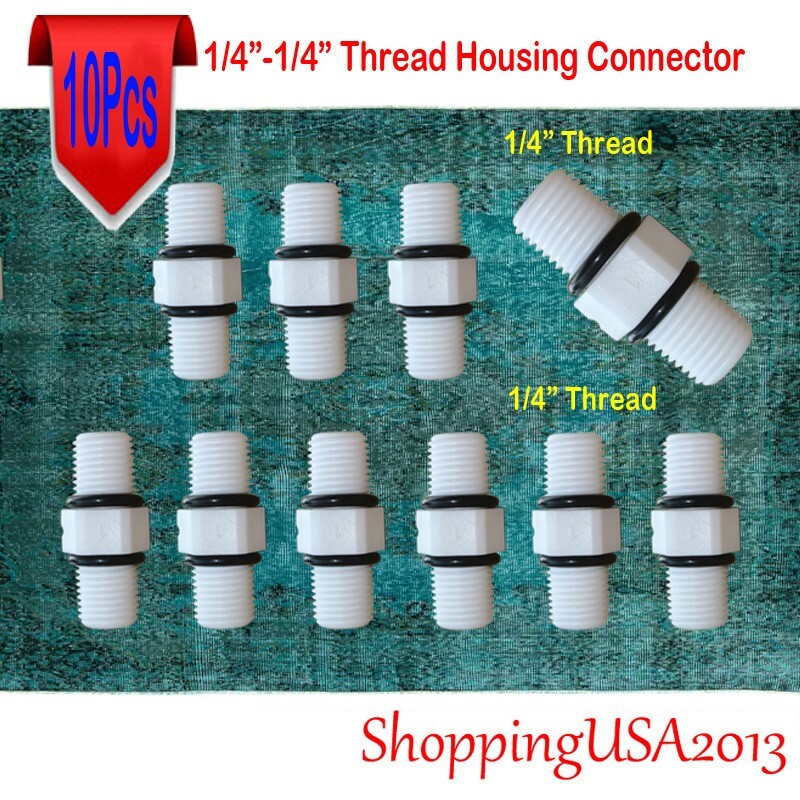 10 X 1/4"-1/4" Dual Male Straight Fitting Connector For Water Filter RO System