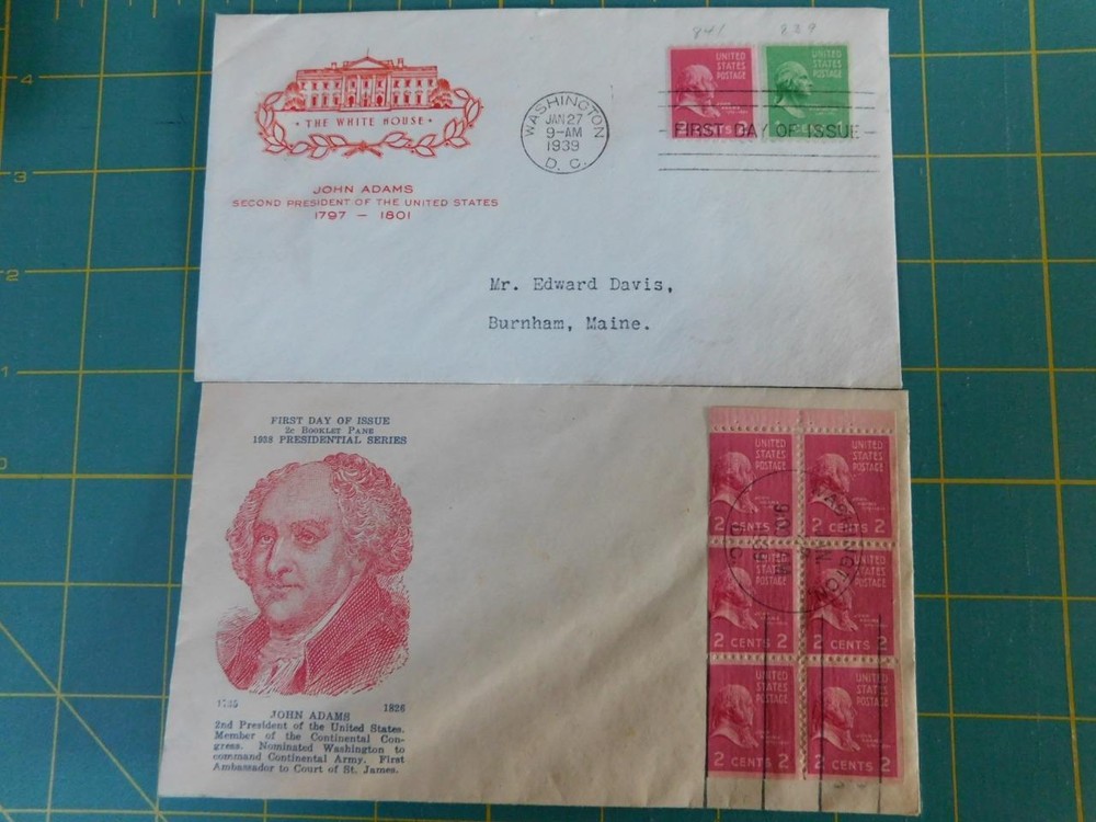 US-  1939--2 CENT JEFFERSON BOOKLET PANE FDC & 1 & 2 CENT COIL`S  FDC