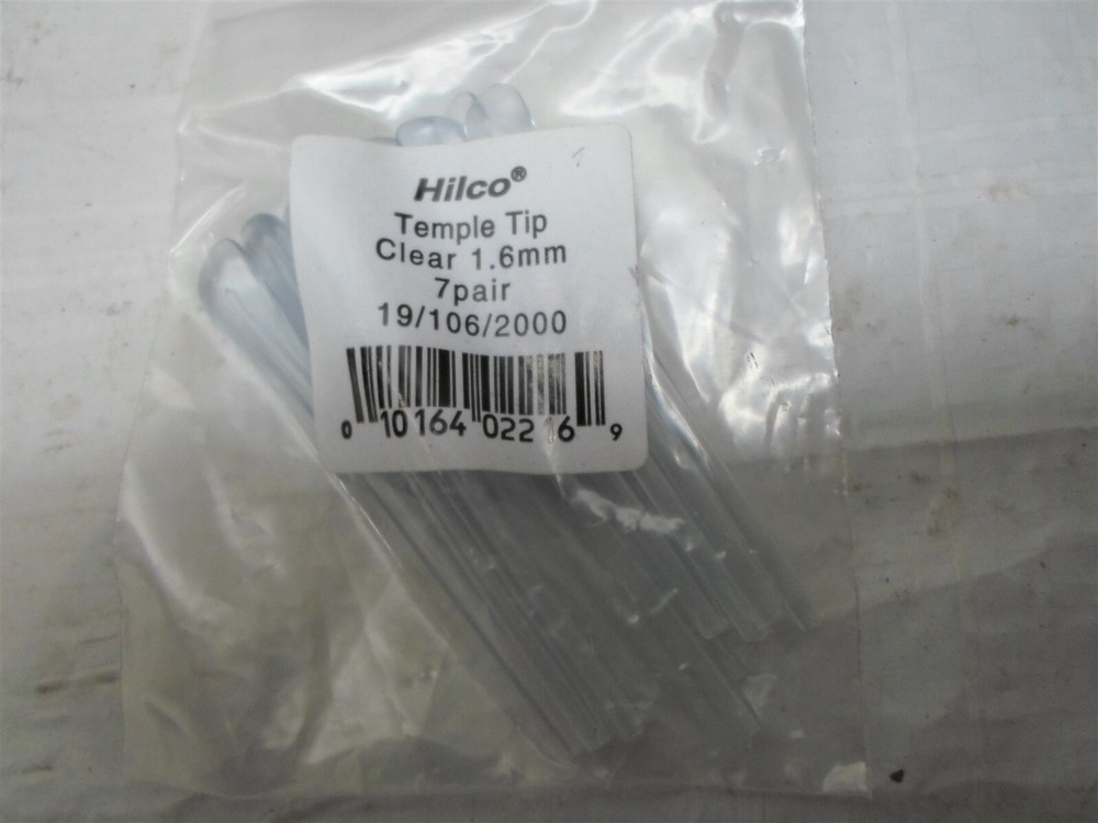 7 Pair (14 total) Hilco Plastic Temple Tips Clear 1.6mm Core 19/106/2000