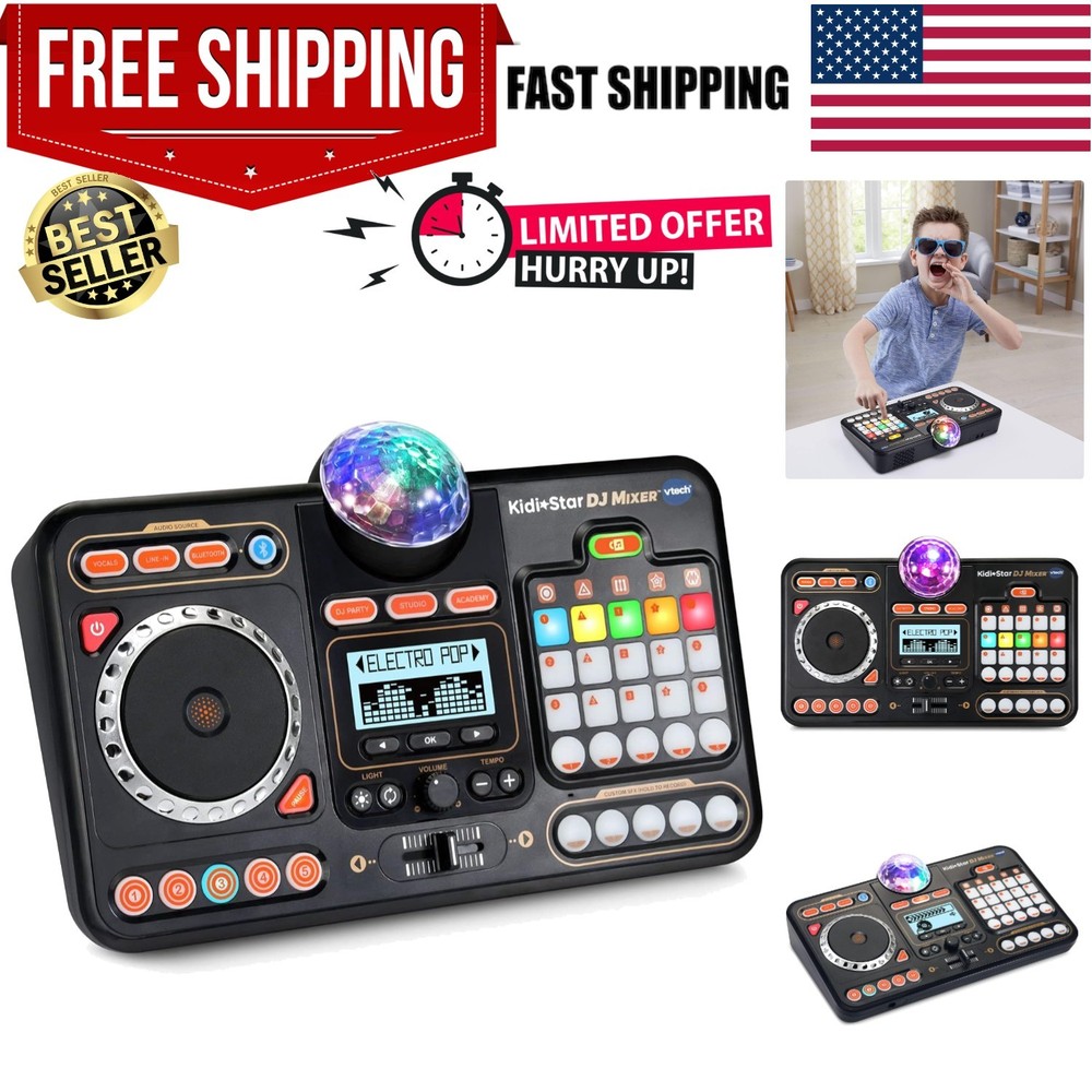 Interactive Kidi Star DJ Mixer - Bluetooth Connectivity & Fun Sound Effects