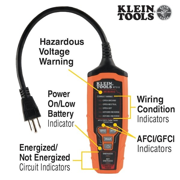 Klein Tools Rt310 Afci /Gfci Outlet Tester