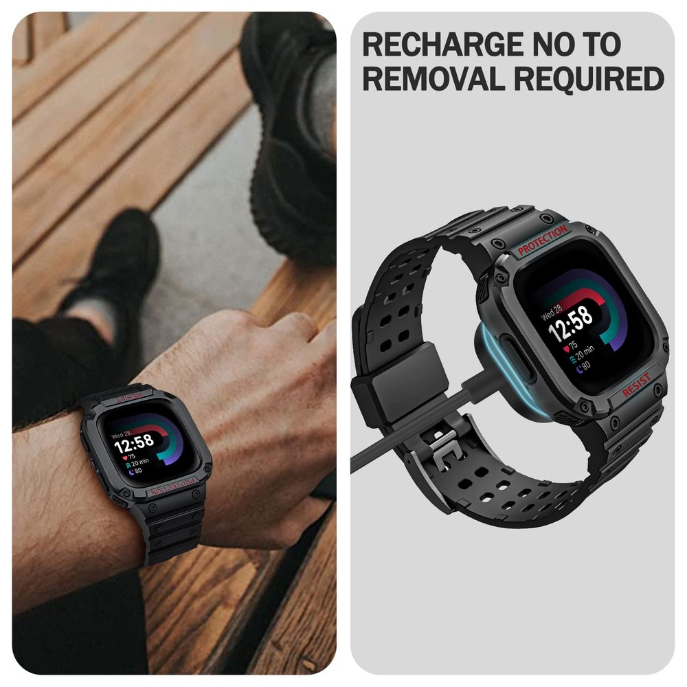 Bands with Case Compatible with Fitbit Versa 4/3/2/1/Versa Lite/Fitbit Sense ...