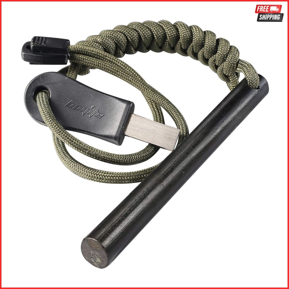4 Inch Ferro Rod Fire Starter with Striker Paracord Handle