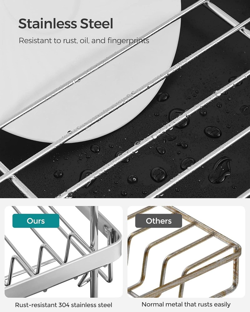 Dish Drying Rack 2 Tier Dish Rack Kitchen Counter W/ Rotatable & Extendable