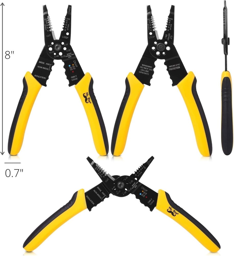 Versatile Wire Stripper and Cutter - 8-Inch Tool for Electrical and DIY Projects