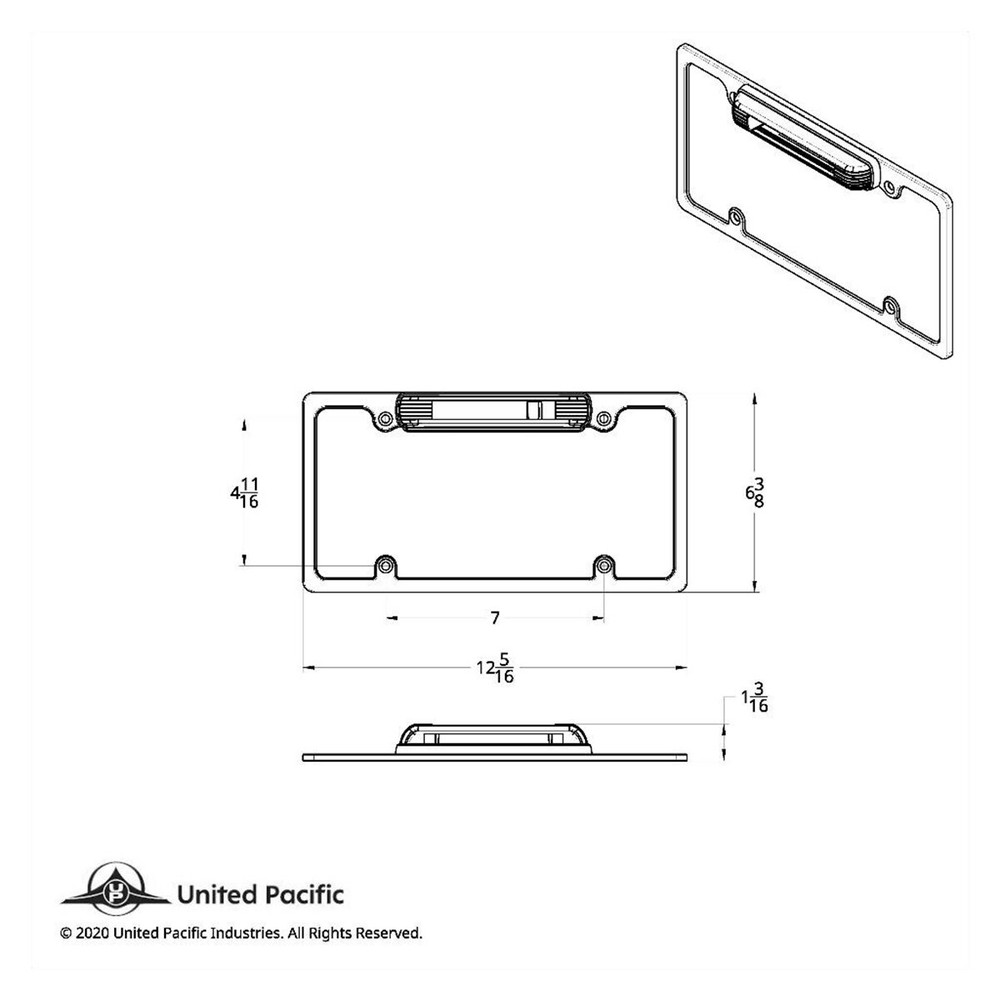 United Pacific Chrome License Plate Frame with Auxiliary Light – 1 Unit
