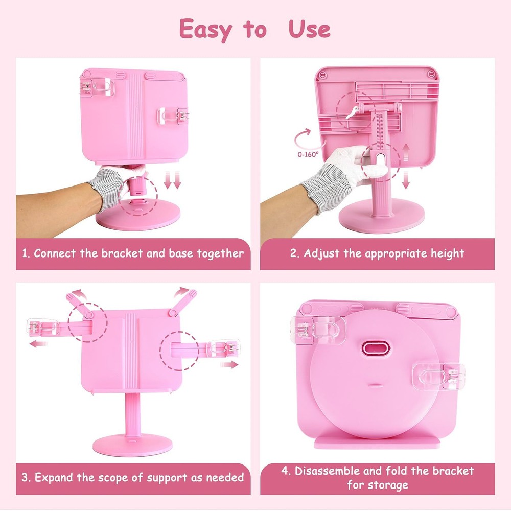 Kids Book Stand Adjustable Reading Holder with Thick Plastic Base Foldable Re...