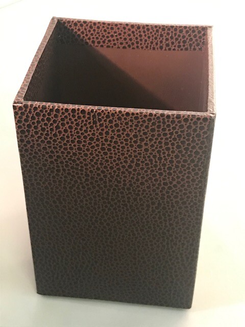 Martha Stewart Shagreen Pencil Cup Home Office stack+fit - Brown