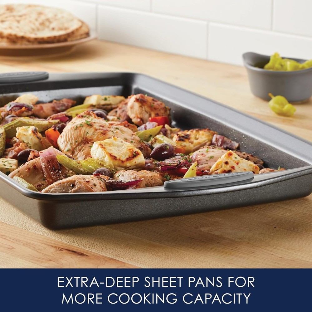 Nonstick Bakeware Set with Grips Nonstick Cookie Sheets / Baking Sheets -3 Piece