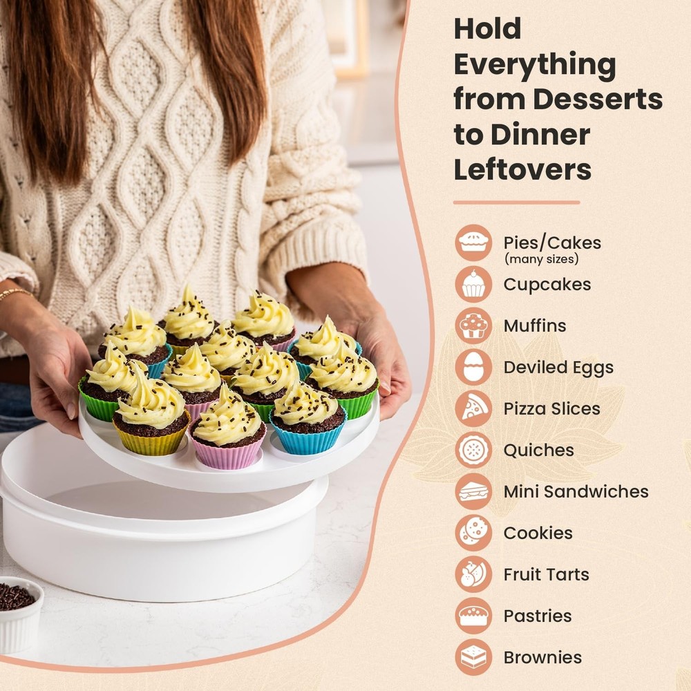 Premium 4 in 1 Cupcake Carrier with Lid - Cupcake, Deviled Egg, Pie & Cake Conta
