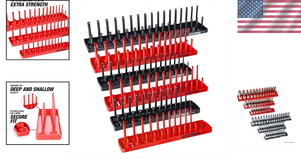 Efficient Socket Organization: 6 Piece Set for Toolbox with SAE & Metric Holders