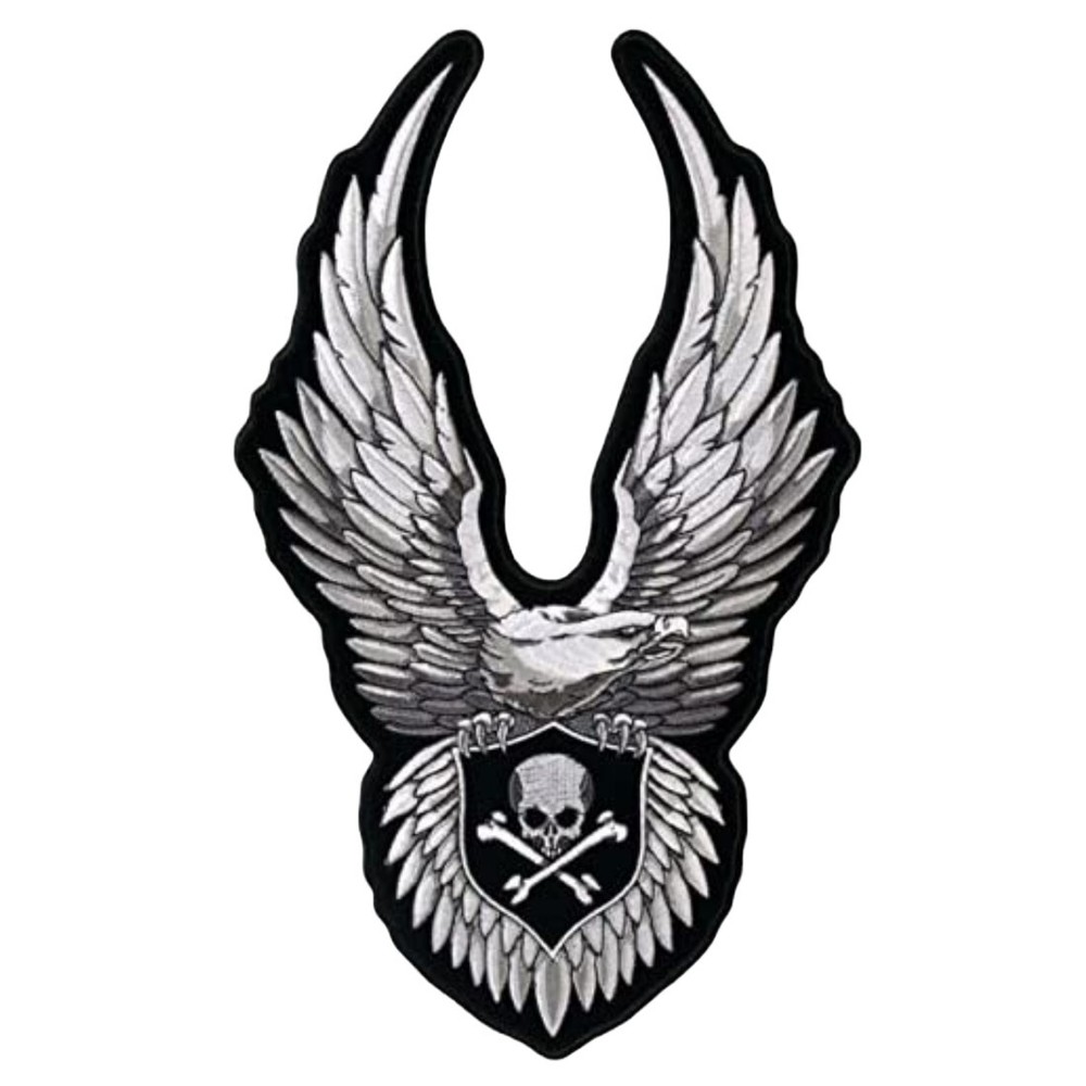Up Wing Eagle & Skull Jacket Vest Biker Back Patch - 7 X 11 Inch Iron on