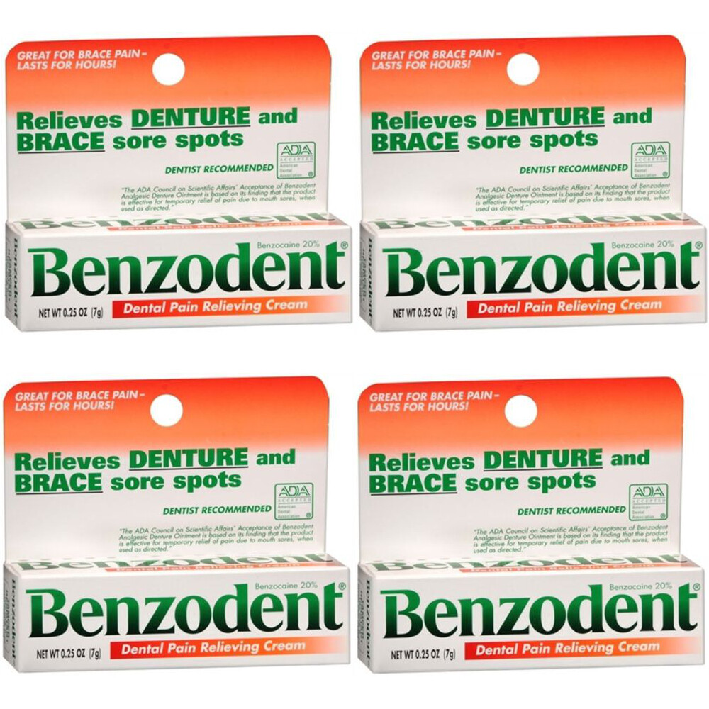 4 Pack Benzodent Denture Ointment - 0.25 Oz Each
