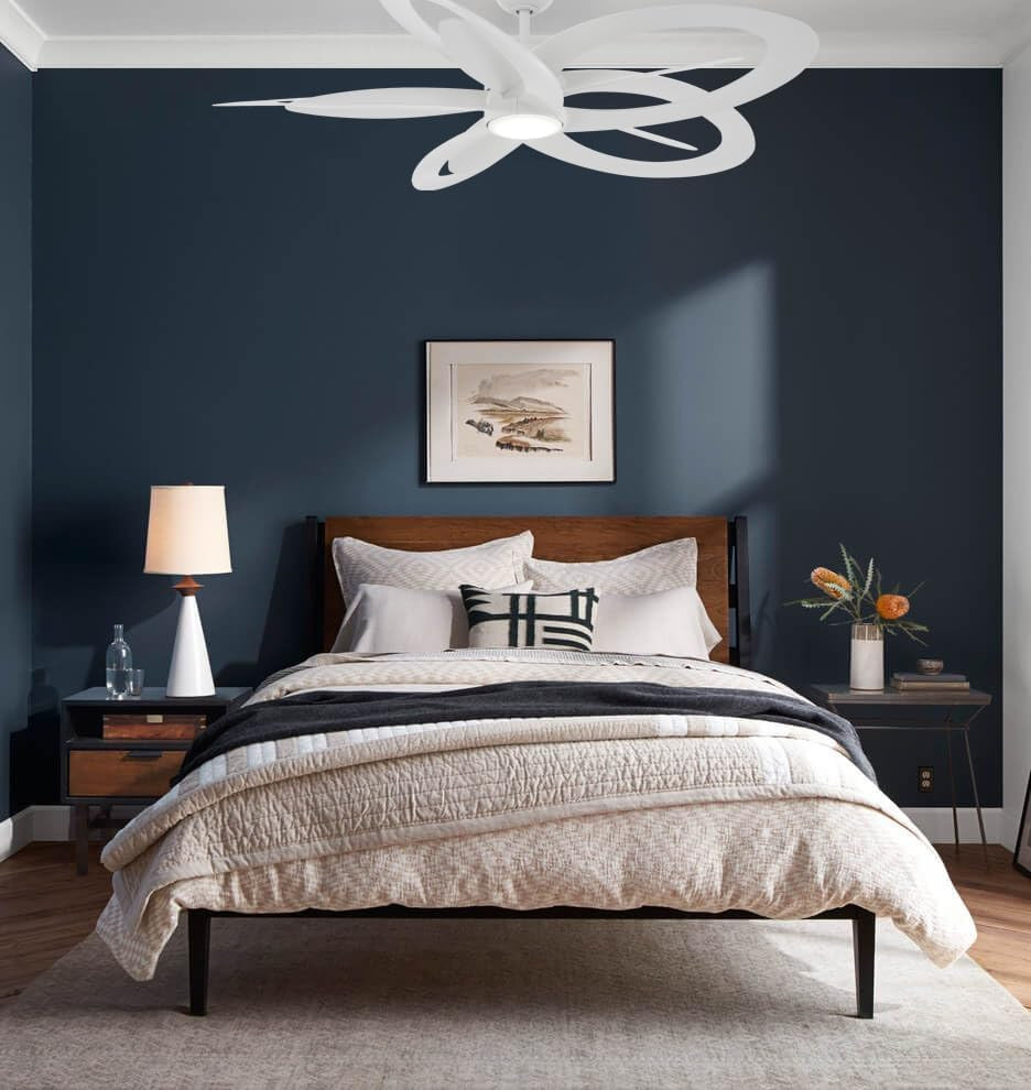 F862L-WHF 60" Flat White Ceiling Fan with LED Light & Remote Control