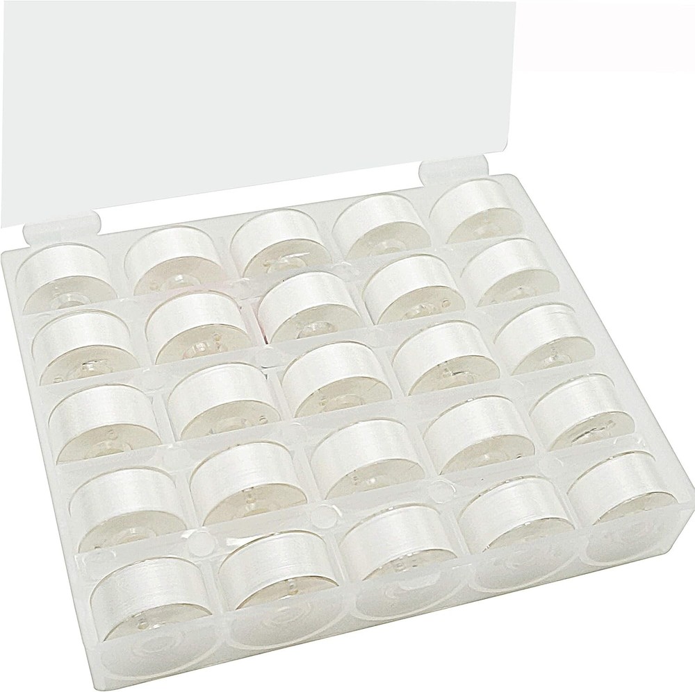 Versatile 25pcs White Prewound Bobbin Thread for Sewing Machines & DIY Projects