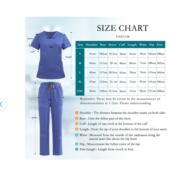 Viaoli Women's Teal Multi-color Multi-size Scrub Set