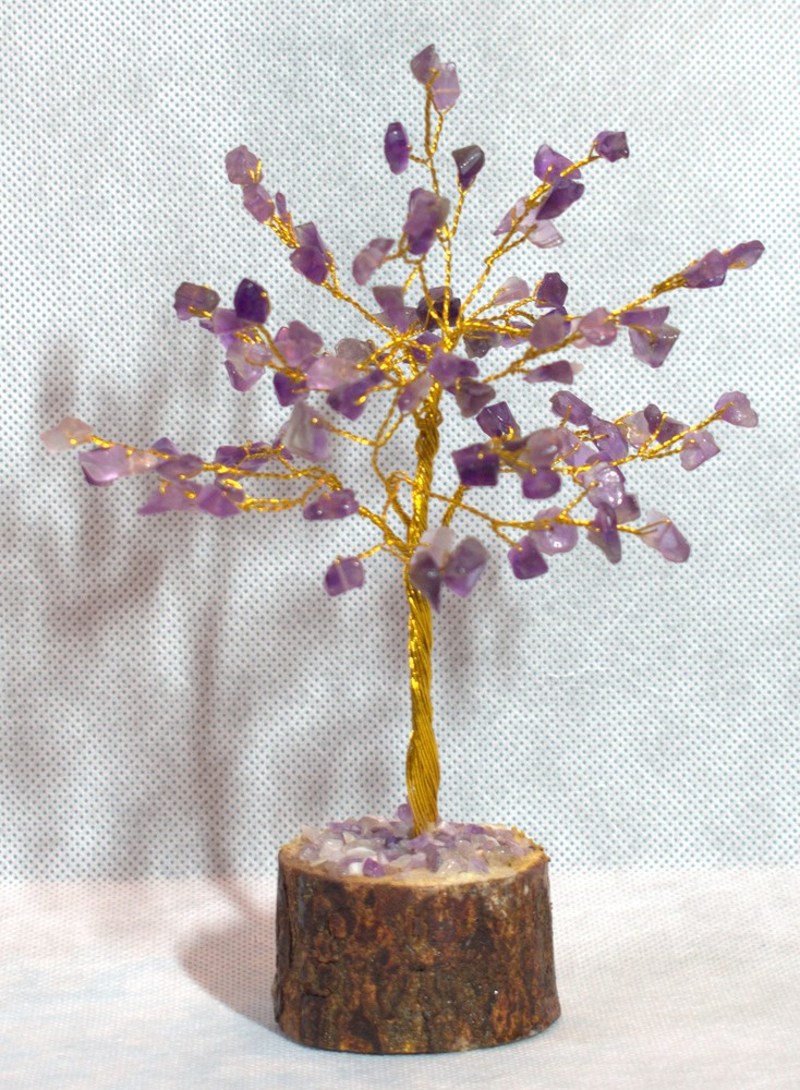 Pretty Amethyst Gem Tree w/100 Gemstones 6"