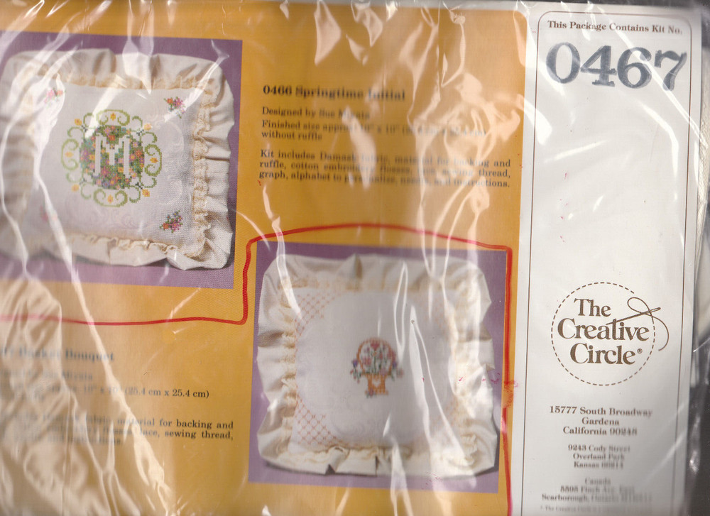 Creative Circle 0467 BASKET BOUQUET Pillow 1984