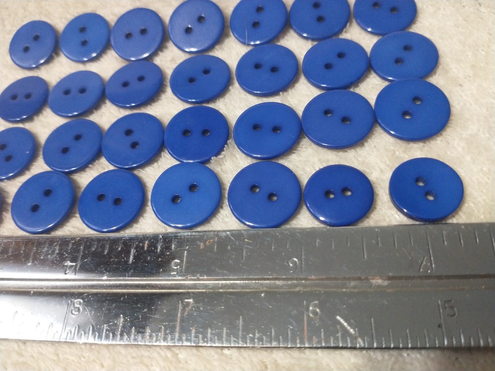 28 Blue Plastic 1/2" Buttons Round Two Holed B37
