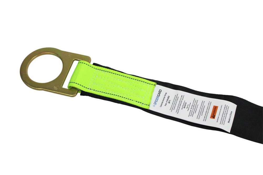 Spidergard SPA Fall Protection Loop and D-Ring End Concrete Anchor Strap with Pr