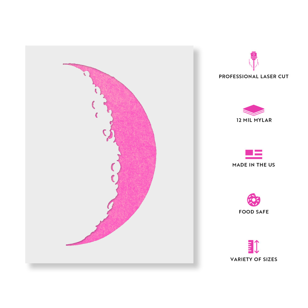 Crescent Moon Stencil - Durable & Reusable Mylar Stencils