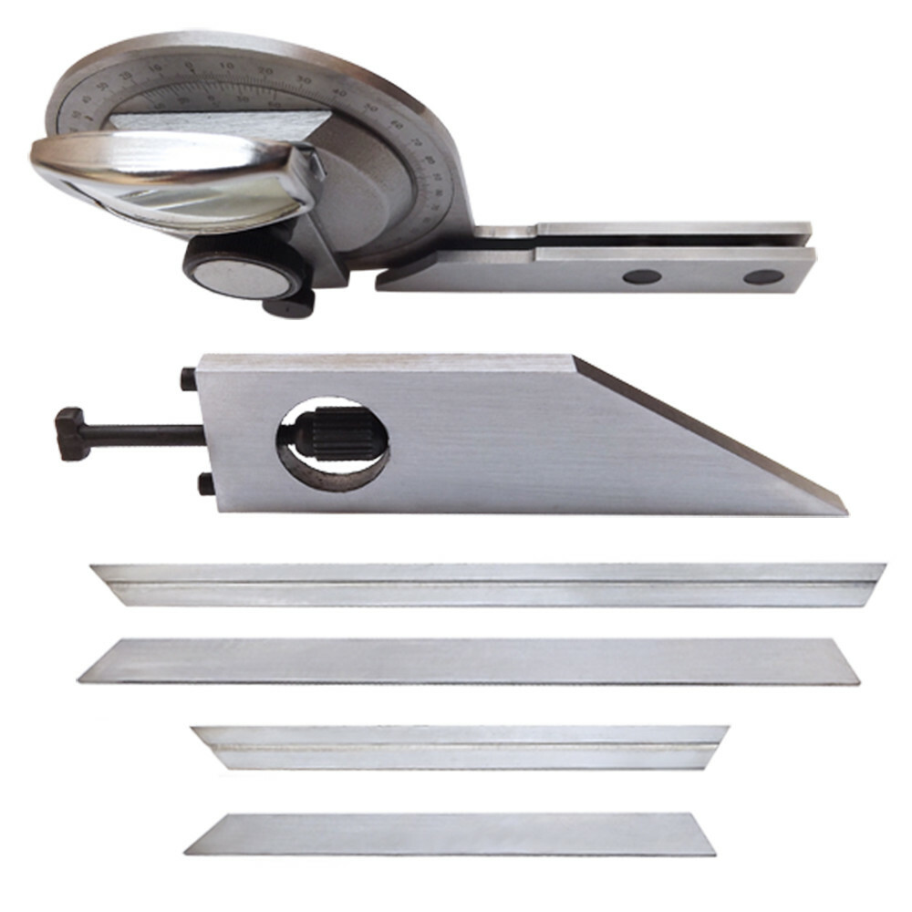 Universal Bevel Protractor with Magnifier 360 Degree Blades