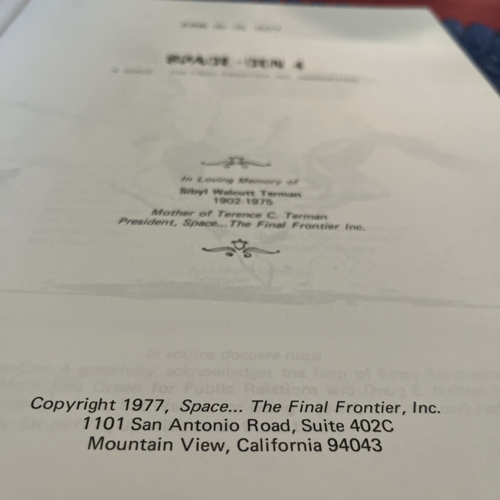 Space Con 4 Mountain View California June 1977 Program