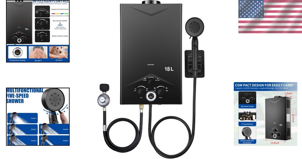 Multi-Protection Portable 4.74GPM Water Heater - Perfect for Camping & Pet Baths