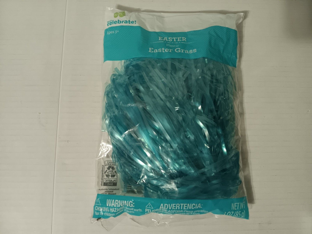Blue Easter Grass - Plastic - 3 Ounces - Brand New